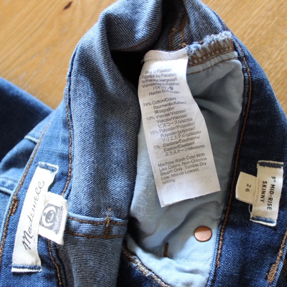 Madewell 9” Mid-Rise Skinny Jeans Medium Wash 26 2 - Picture 11 of 11
